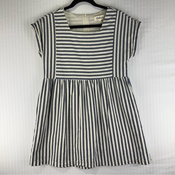 Listicle Blue & White Striped Flowy Blouse Size Medium Coastal Cottage Boho - Picture 1 of 8